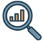 Ikona Pozycjonowanie przedstawia lupkę z wykresem wzrostowym