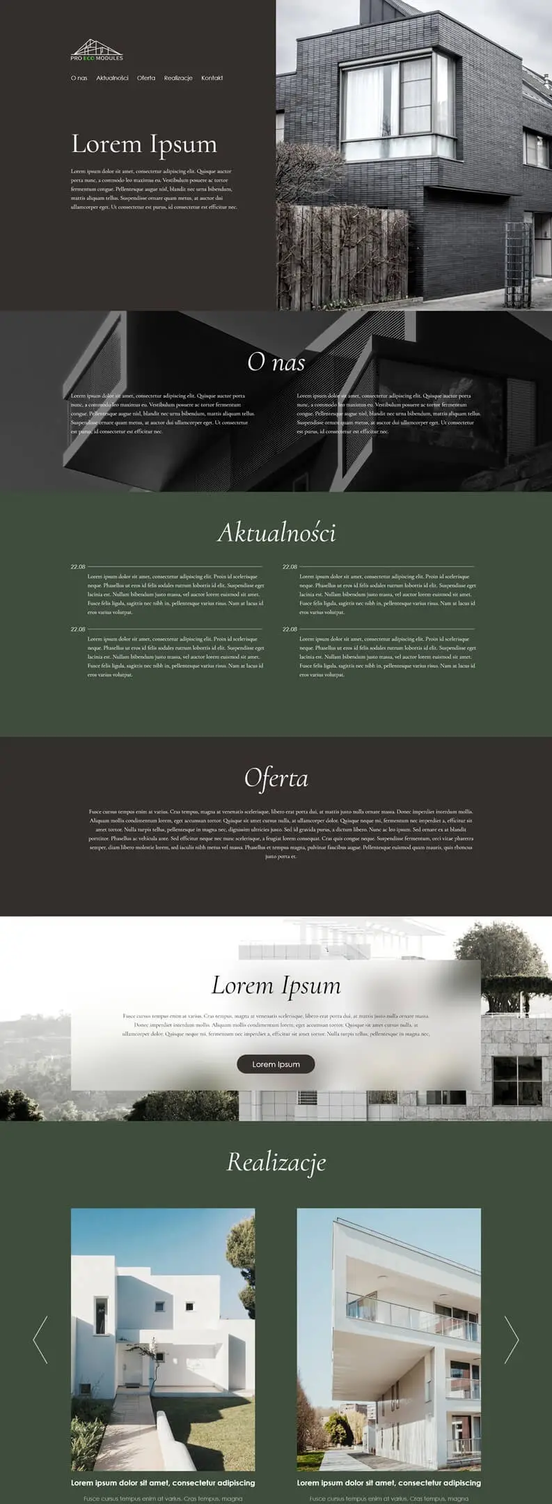 Portfolio strony Domy modułowe